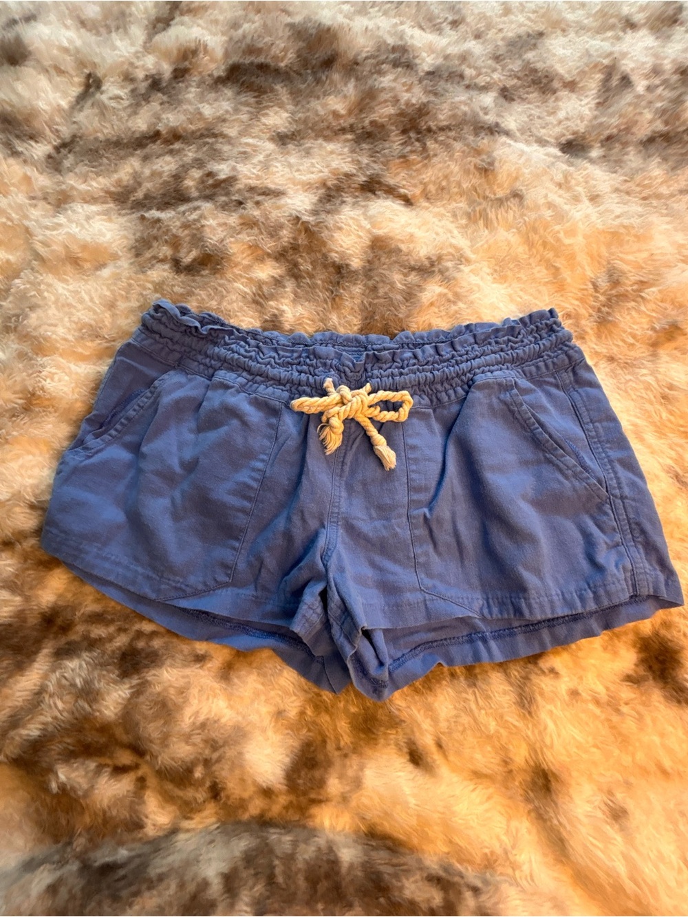 Roxy Blue Linen shorts with tie waist